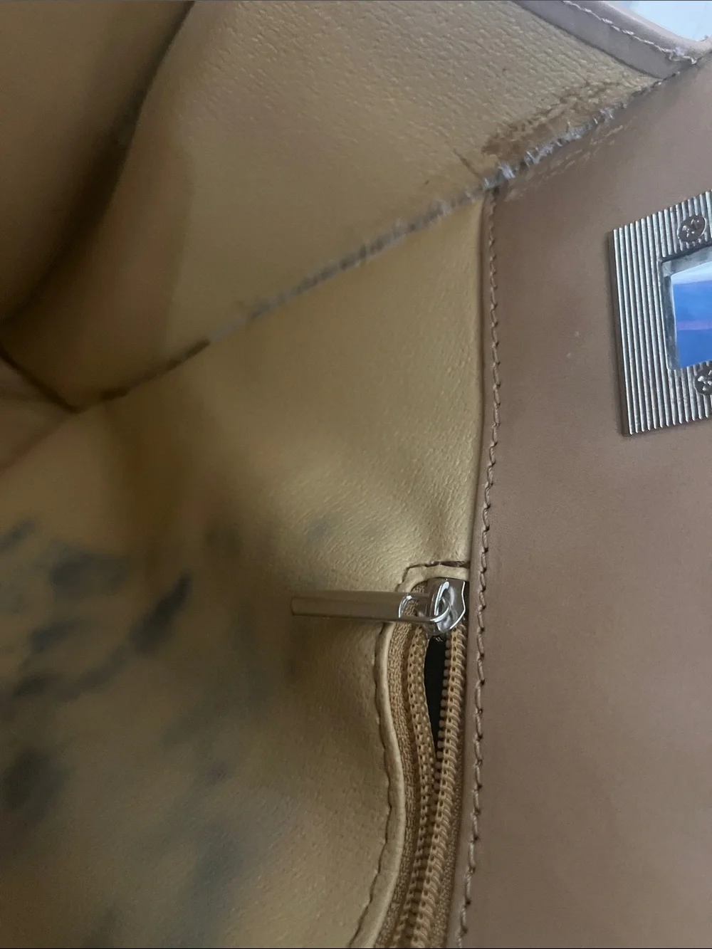 Classic Woman’s Tan Camel Color Made In Italy Leather Top-Handle Purse Briefcase
